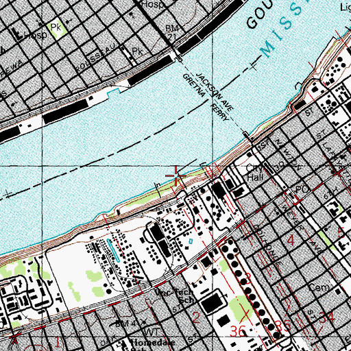 Topographic Map of Gretna Bend Revetment, LA