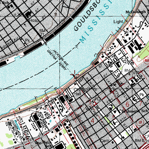 Topographic Map of Gretna Ferry Landing, LA