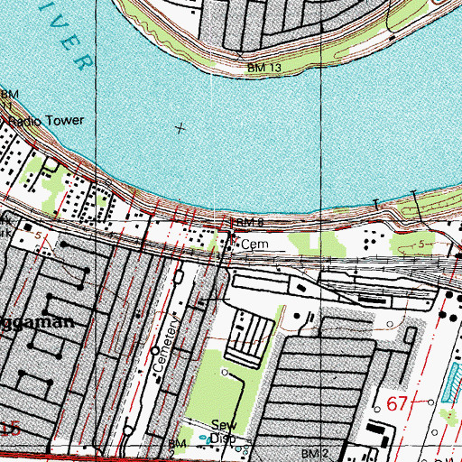 Topographic Map of Holy Angels Catholic Church, LA