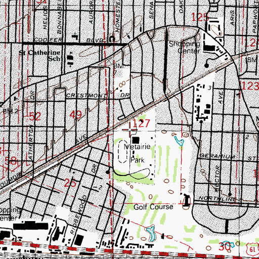 Topographic Map of Metairie Playground, LA