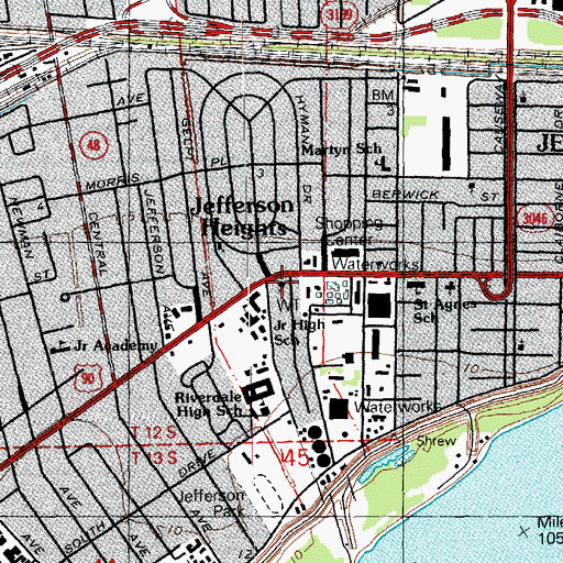 Topographic Map of Oak Lawn Plantation (historical), LA