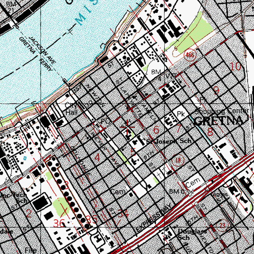 Topographic Map of Saint Josephs Catholic Church, LA