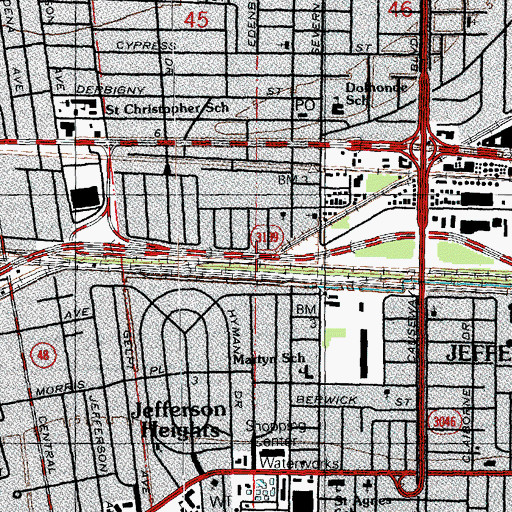Topographic Map of Shrewsbury Junction, LA