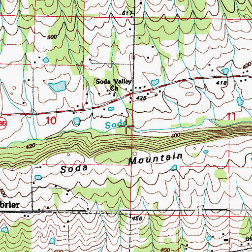 Topographic Map of Soda Valley, AR