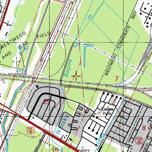 Topographic Map of Westwego Swamp, LA