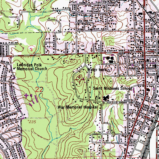 Topographic Map of Allendale, LA