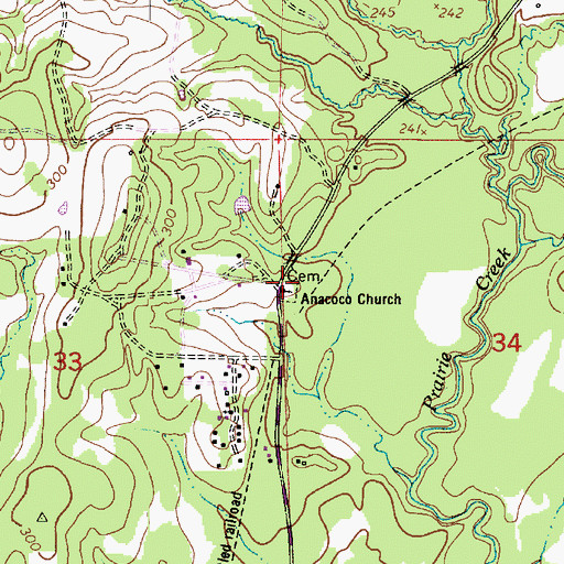 Topographic Map of Anacoco Cemetery, LA