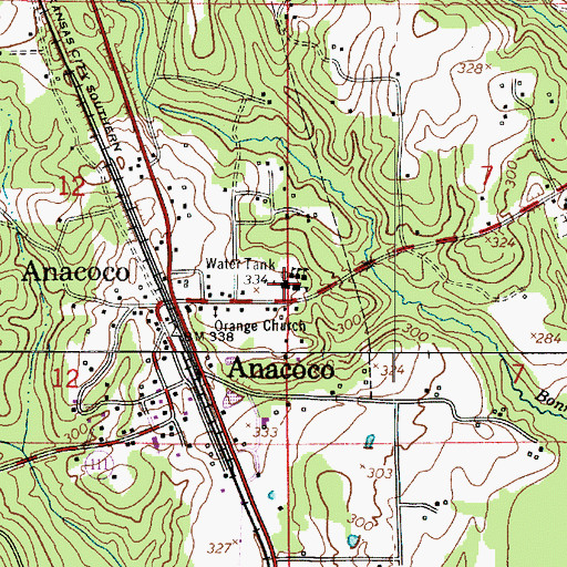 Topographic Map of Anacoco Elementary School, LA