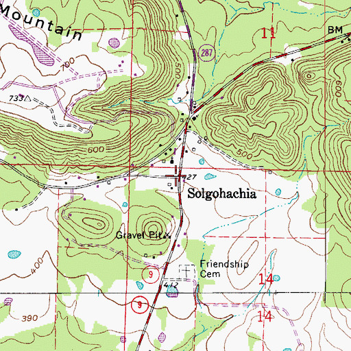 Topographic Map of Solgohachia, AR