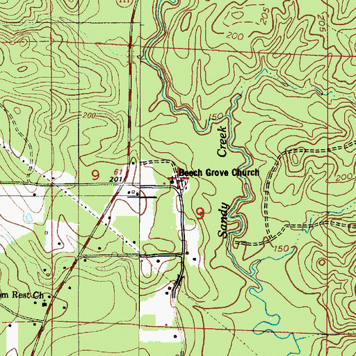 Topographic Map of Beechgrove Cemetery, LA