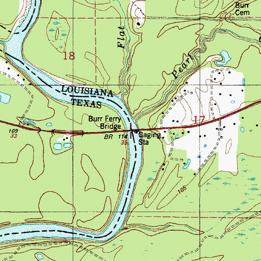 Topographic Map of Burr Ferry (historical), LA