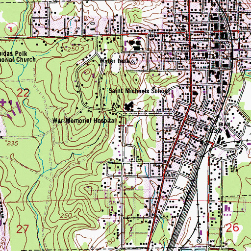 Topographic Map of Dixie, LA
