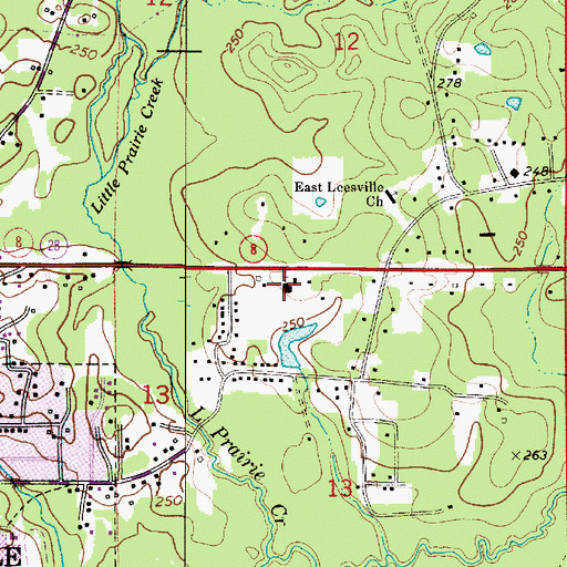 Topographic Map of East Leesville Baptist Church, LA