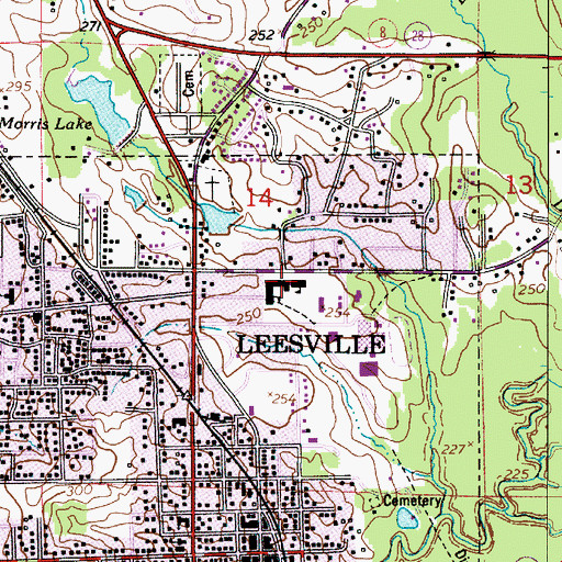 Topographic Map of East Leesville Elementary School, LA