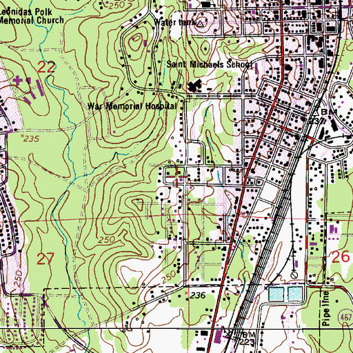 Topographic Map of Emanuel Baptist Church, LA