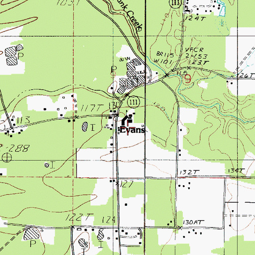 Topographic Map of Evans High School, LA