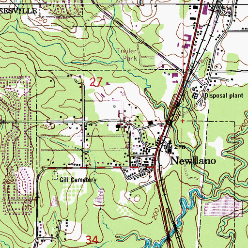 Topographic Map of First Baptist Church, LA