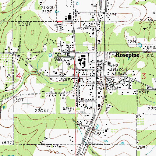 Topographic Map of First Baptist Church of Rosepine, LA