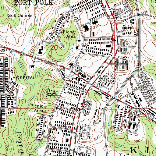 Topographic Map of Fort Polk Library, LA