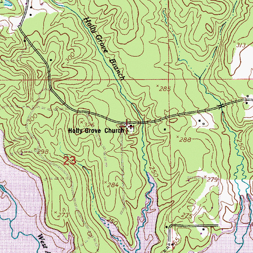 Topographic Map of Holly Grove Cemetery, LA