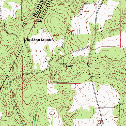 Topographic Map of Hornbeck Lookout Tower, LA
