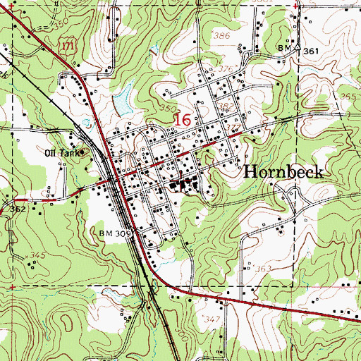 Topographic Map of Hornbeck High School, LA