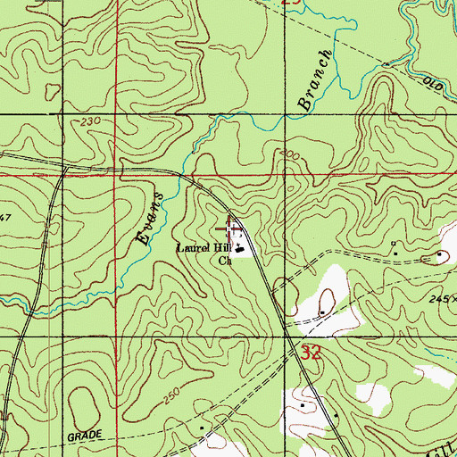 Topographic Map of Laurel Hill Cemetery, LA