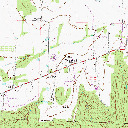 Topographic Map of Sons Chapel, AR