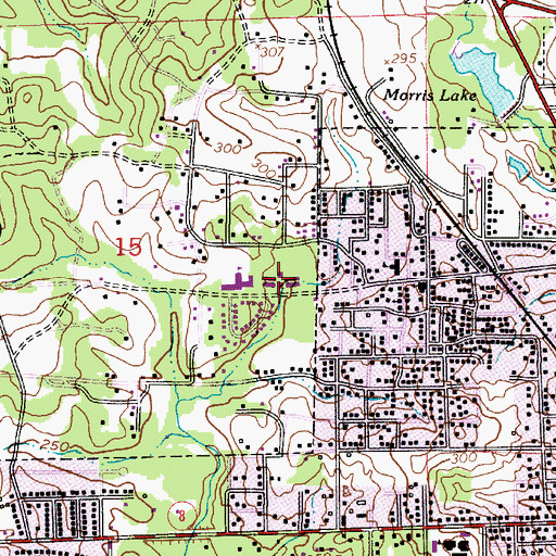 Topographic Map of Leesville Community Recreation Center, LA