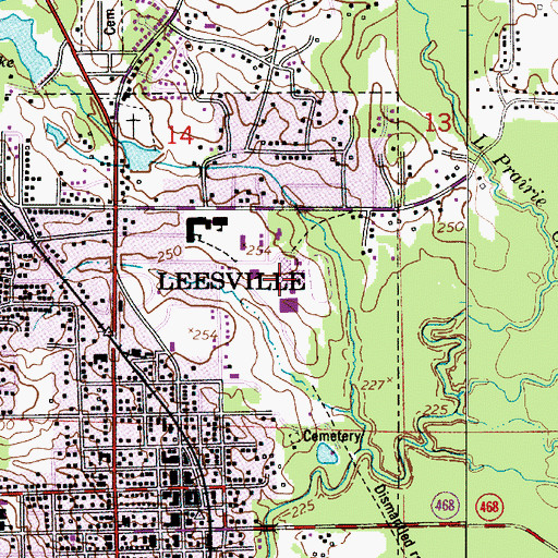 Topographic Map of Leesville High School, LA