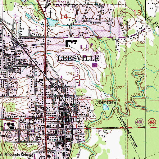 Topographic Map of Leesville Junior High School, LA