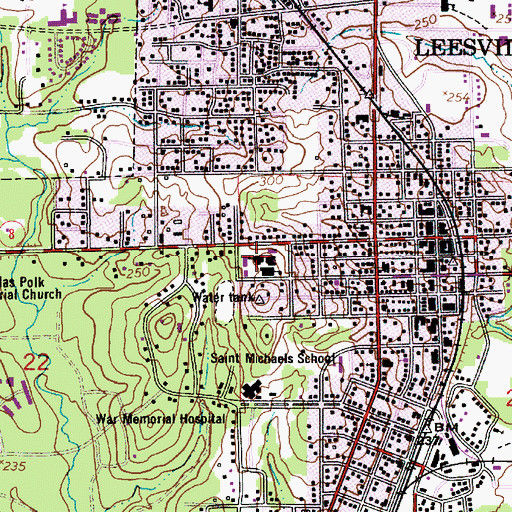 Topographic Map of Vernon Parish Optional School, LA