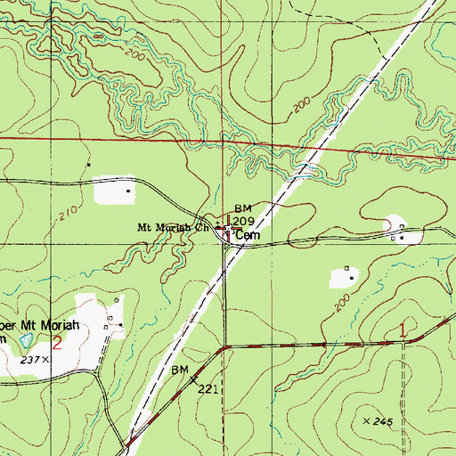 Topographic Map of Mount Moriah Cemetery, LA