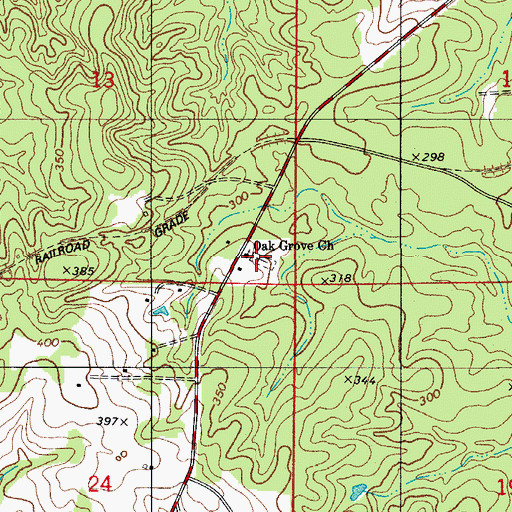 Topographic Map of Oak Grove Cemetery, LA
