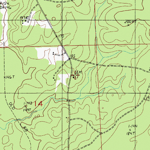 Topographic Map of Pine Grove Cemetery, LA