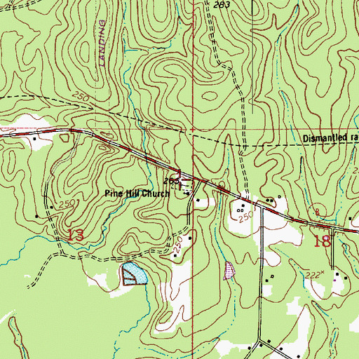 Topographic Map of Pine Hill Cemetery, LA