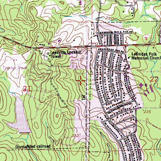 Topographic Map of Pinecrest, LA