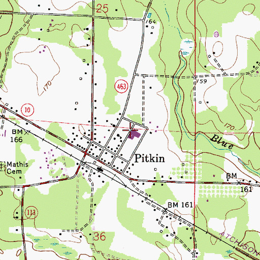 Topographic Map of Pitkin High School, LA