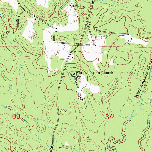 Topographic Map of Pleasant View Cemetery, LA