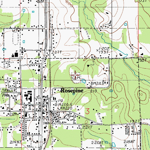 Topographic Map of Rosepine Cemetery, LA