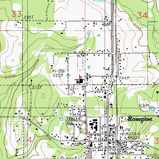 Topographic Map of Rosepine Junior Senior High School, LA