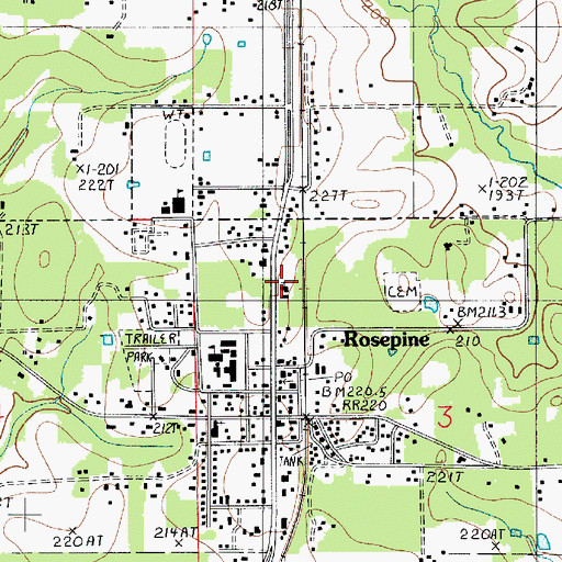 Topographic Map of Rosepine United Pentecostal Church, LA
