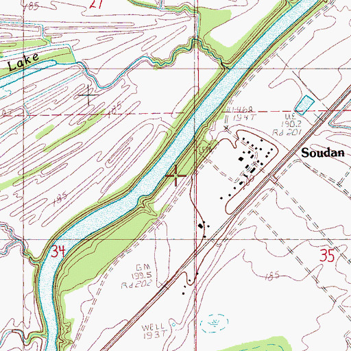 Topographic Map of Soudan Cemetery, AR