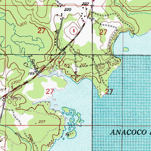 Topographic Map of Scoggins Camp, LA