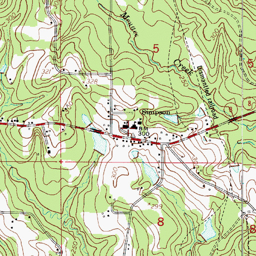 Topographic Map of Simpson High School, LA