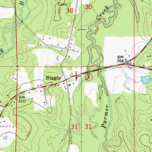 Topographic Map of Slagle Baptist Church, LA