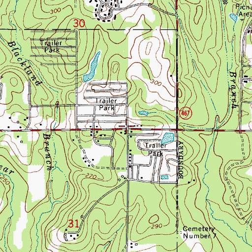 Topographic Map of Sandy Hill, LA