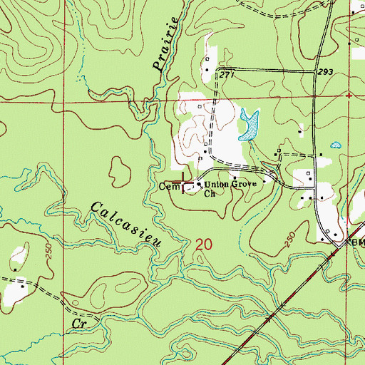Topographic Map of Union Grove Cemetery, LA