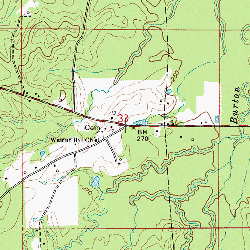 Topographic Map of Walnut Hill, LA