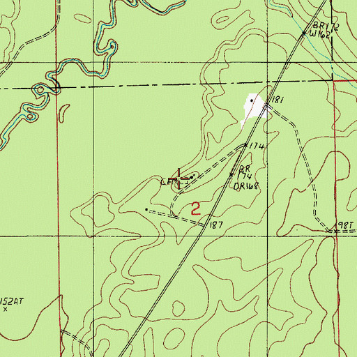 Topographic Map of Wisby Cemetery, LA